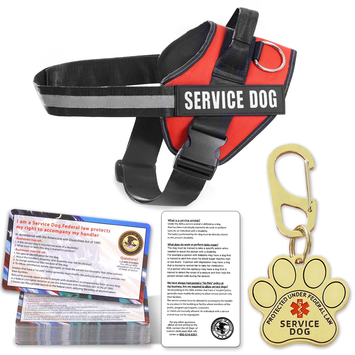 Opstin service dog vest front view with reflective trim for visibility