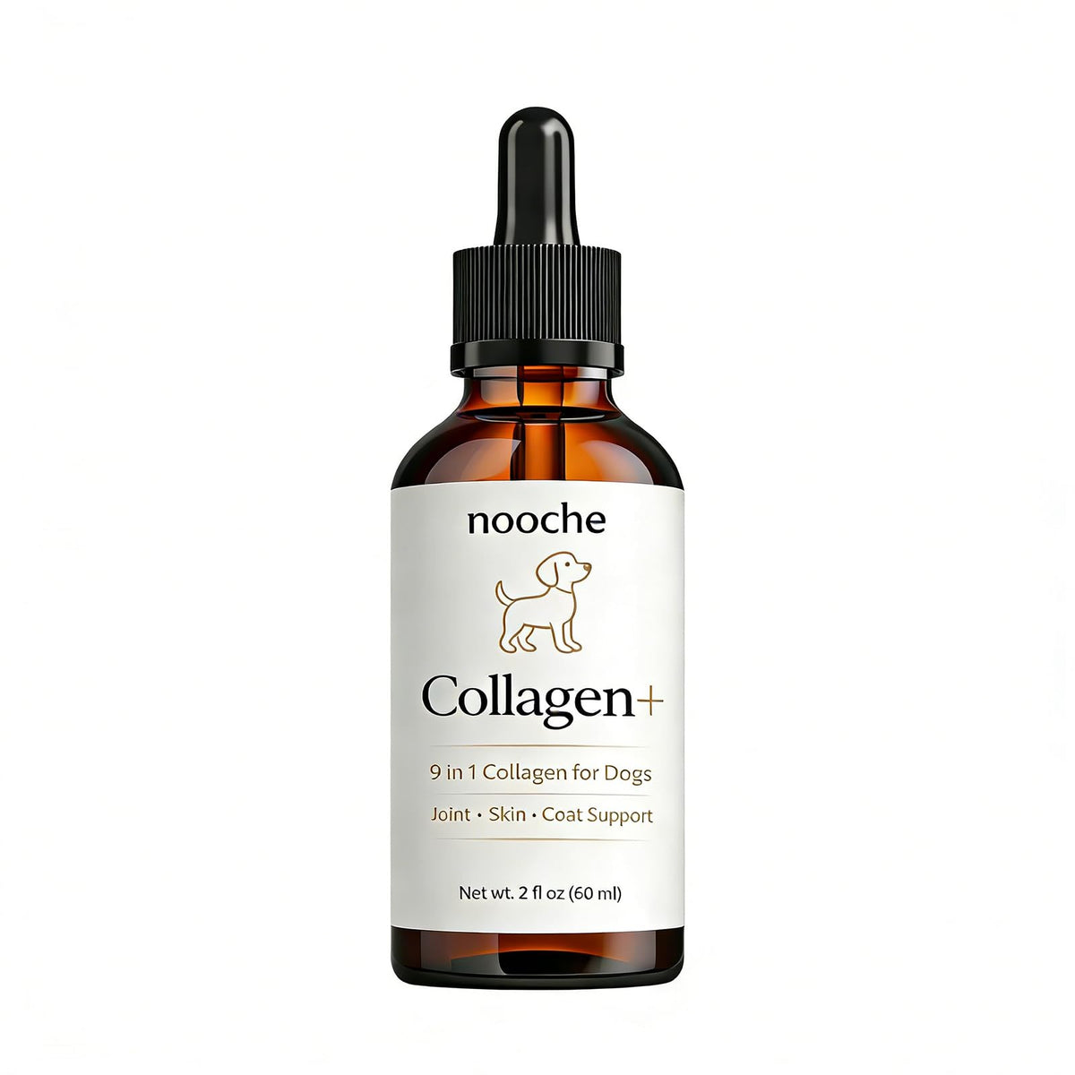 Optikind Nooche Collagen Drops bottle for easy daily dosing in dogs.