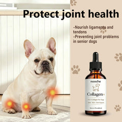 Optikind Nooche Collagen Drops joints focus highlights flexible movement in dogs.
