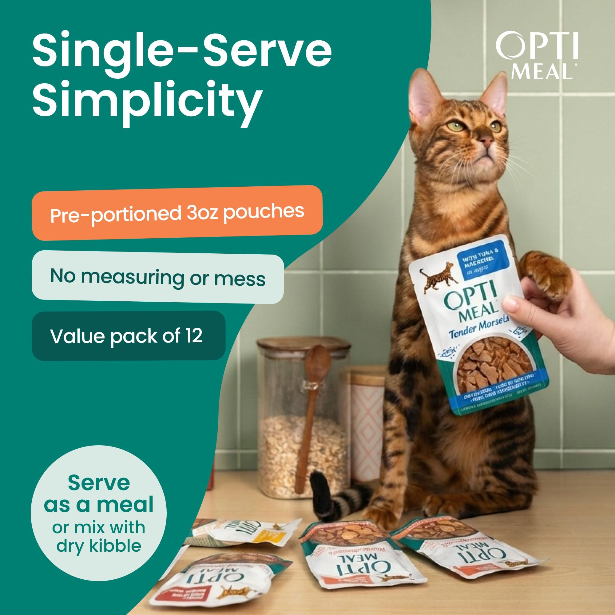 Optimeal grain-free ingredients pouch with no grains for sensitive tummies