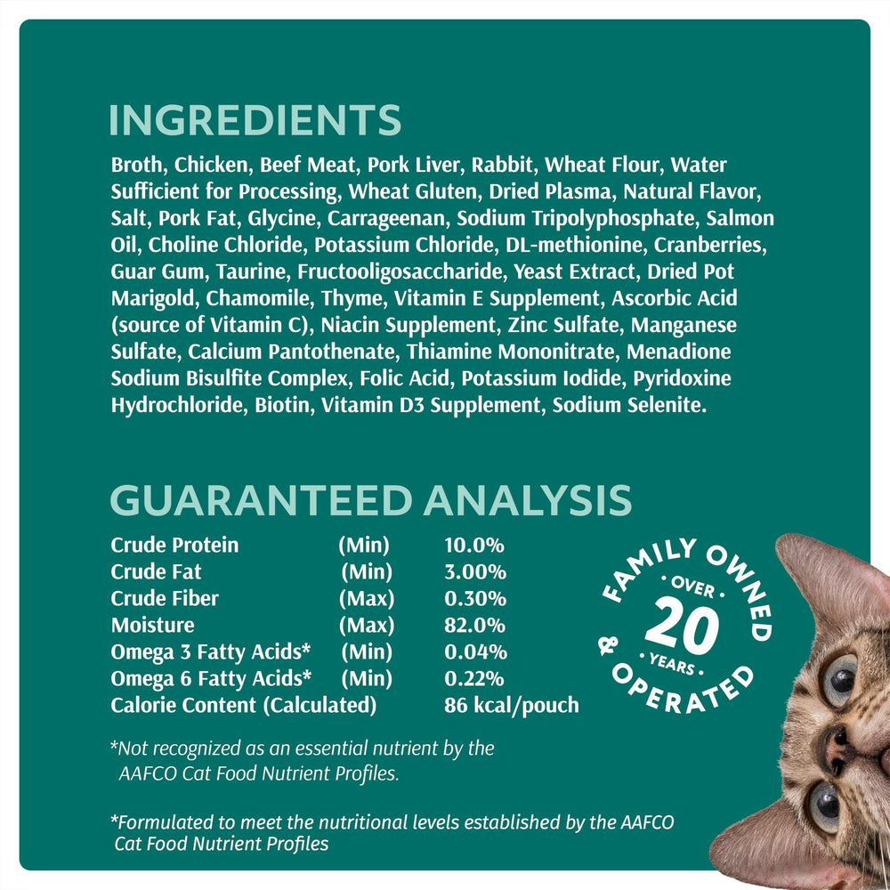 Optimeal indoor adult cat serving suggests complete, balanced meals.