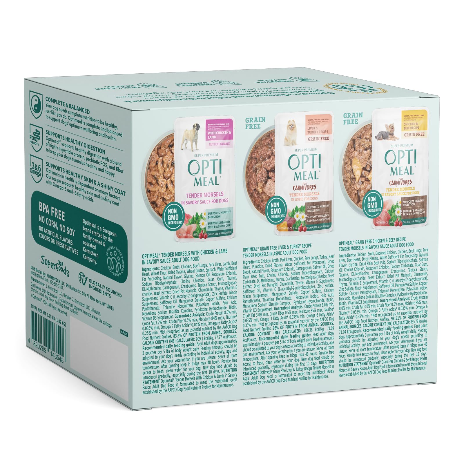 Optimeal variety pack pouches show grain-free, high-protein wet food