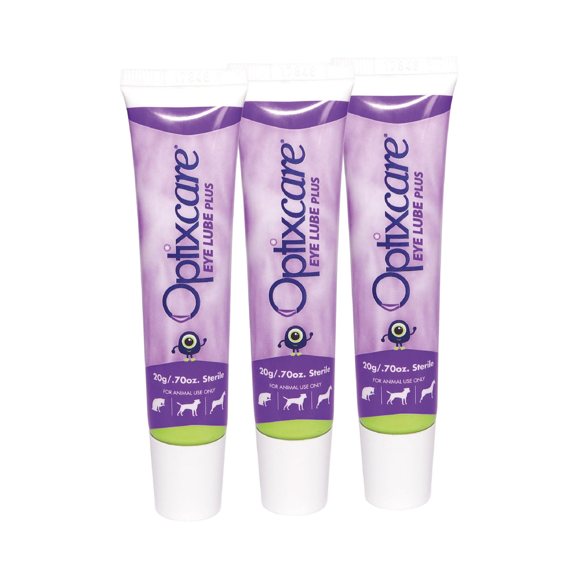OptixCare Eye Lube Plus Hyaluron 20g tube with dropper tip for pets, easy application