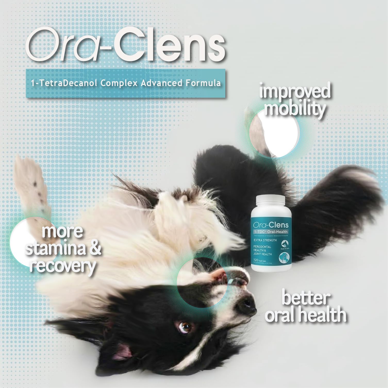 Close-up of Ora-Clens softgel, easy daily dosing.