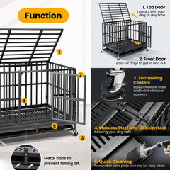 Oranland indestructible crate in use, calm dog resting during crate training.