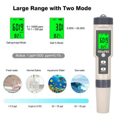 ORAPXI salinity tester in action for quick pool dipping readings.
