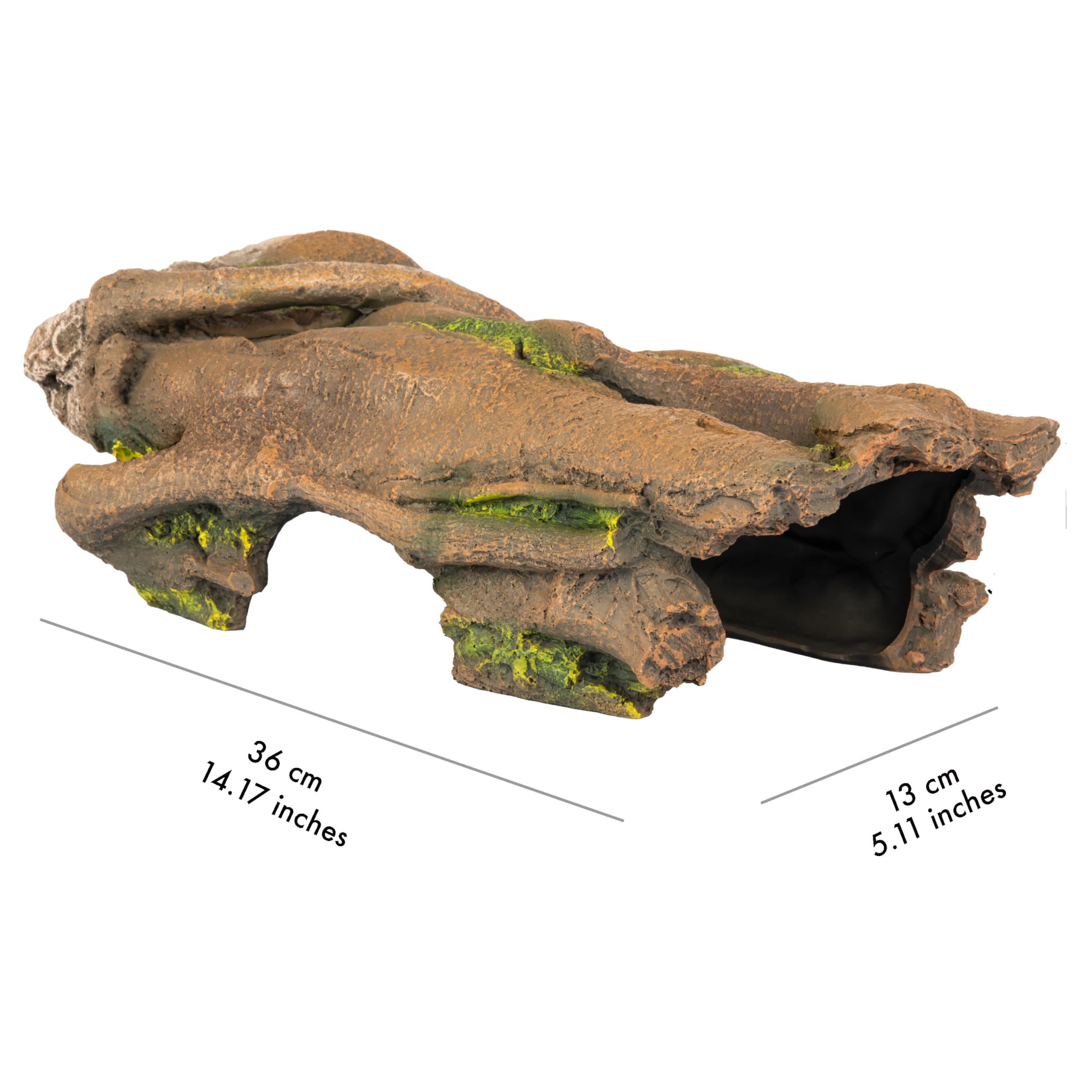 Orchid Valley XL hollow log side peep hole allows safe viewing of curious pets.