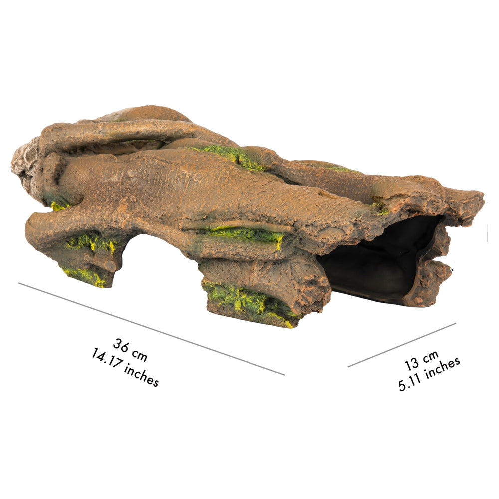Orchid Valley XL hollow log side peep hole allows safe viewing of curious pets.