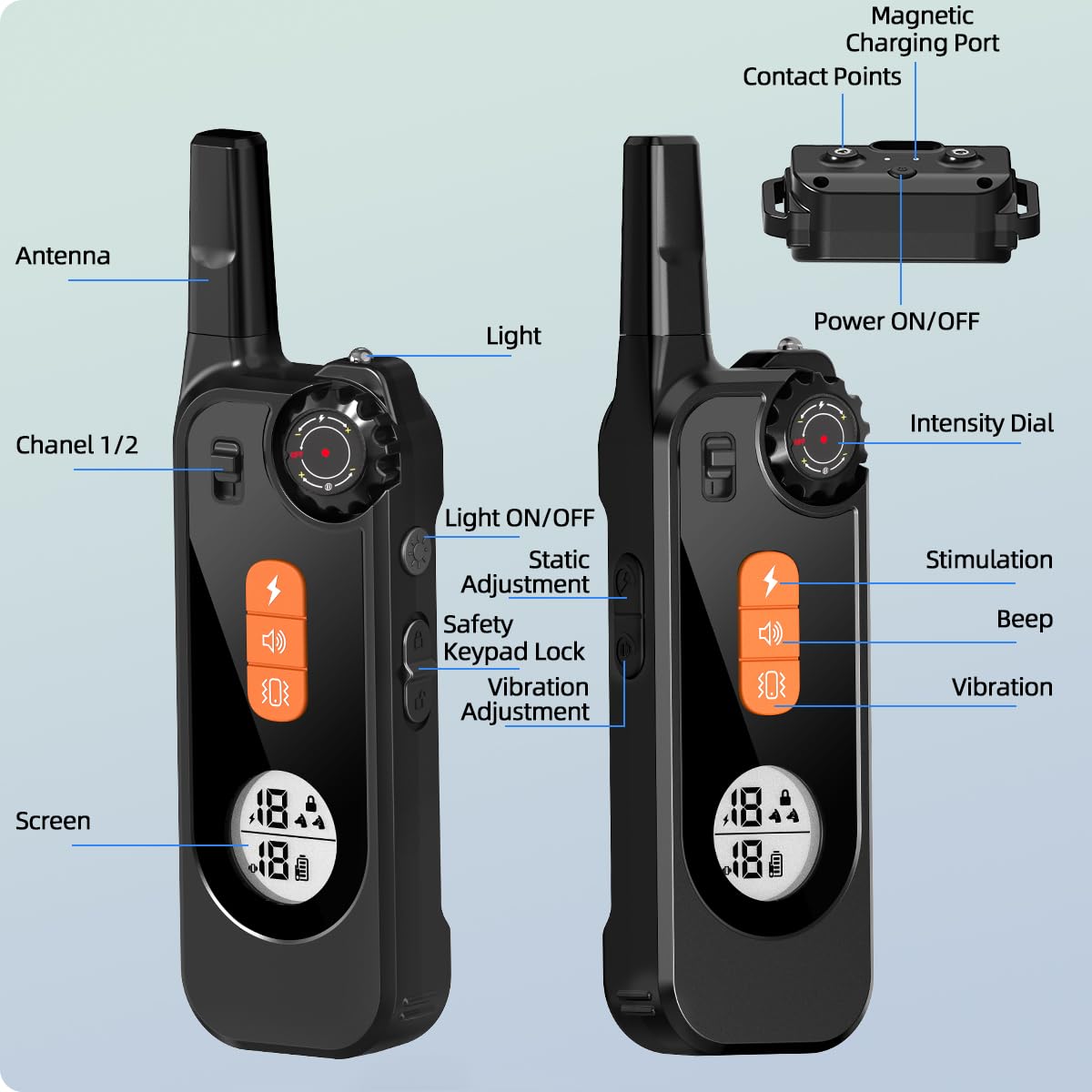 Orcleab USB charging for quick power on the collar and remote
