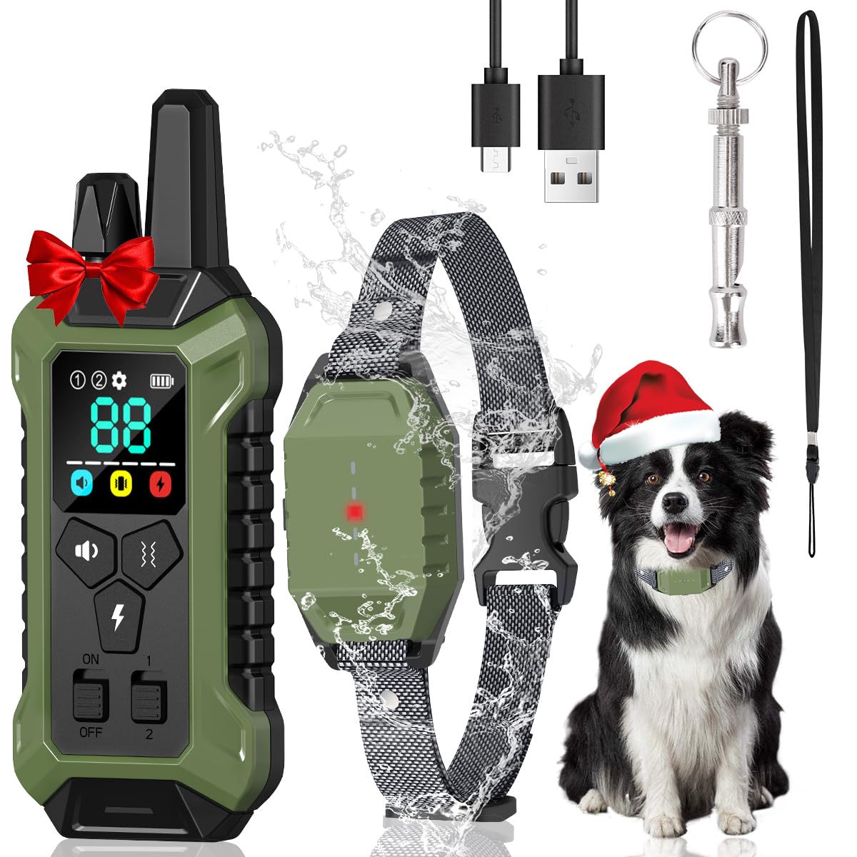 Orcleab shock collar front view highlights three training modes for responsive dogs.