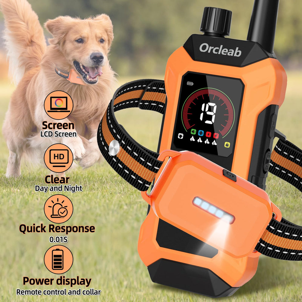 Orcleab training modes include beep, vibration, and safe shock for behavior shift.