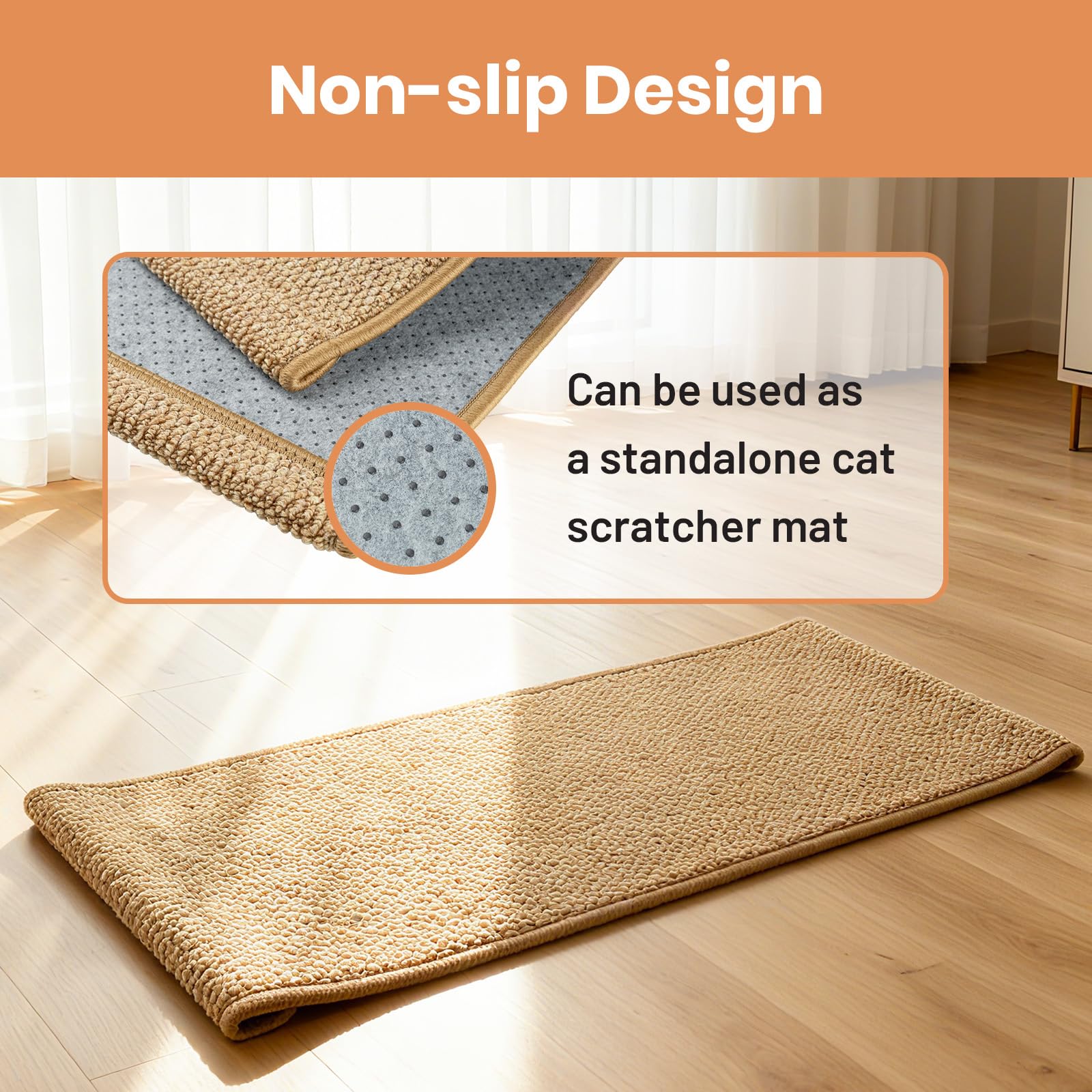 ORDORA soft sisal surface provides comfortable, paw-friendly daily scratching.