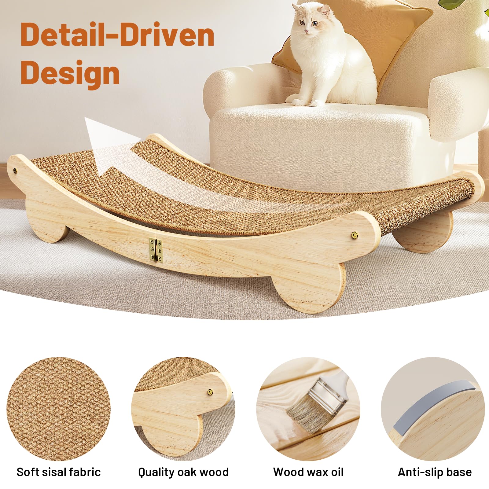 ORDORA upgraded soft sisal surface close-up highlighting durable texture