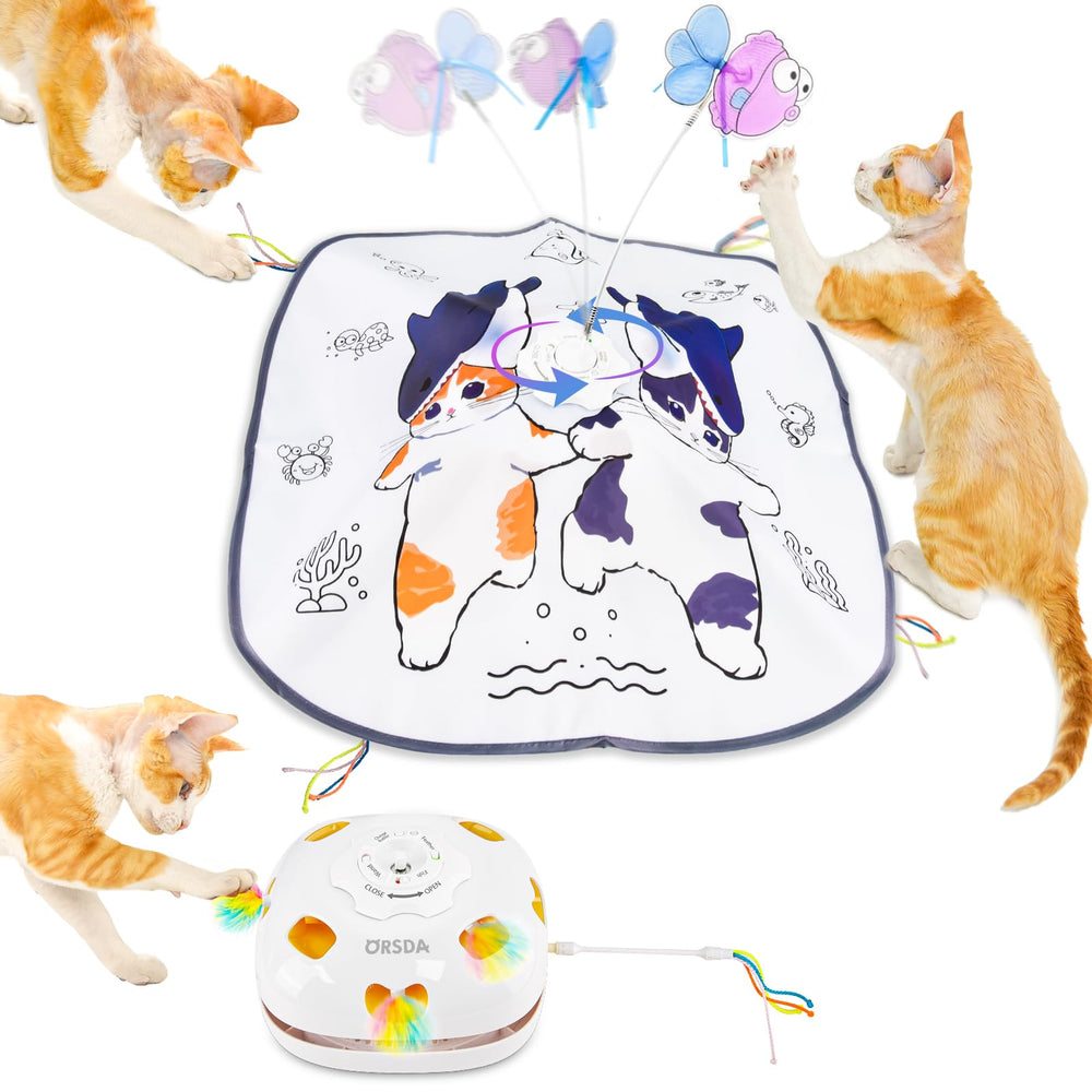 ORSDA 5-in-1 interactive cat toy on a shelf ready for indoor play and exploration