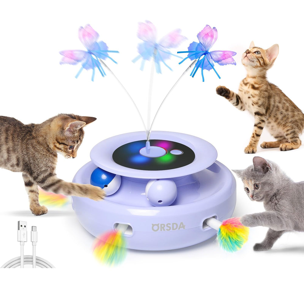 ORSDA cat toy Ambush Feather spinning action engages hunting instincts during play.