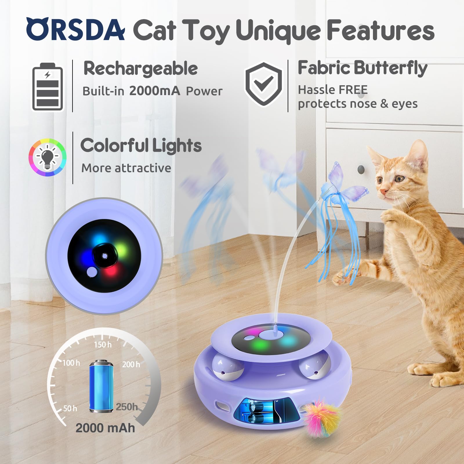 ORSDA cat toy Track Balls on a smooth track boosts paw coordination.