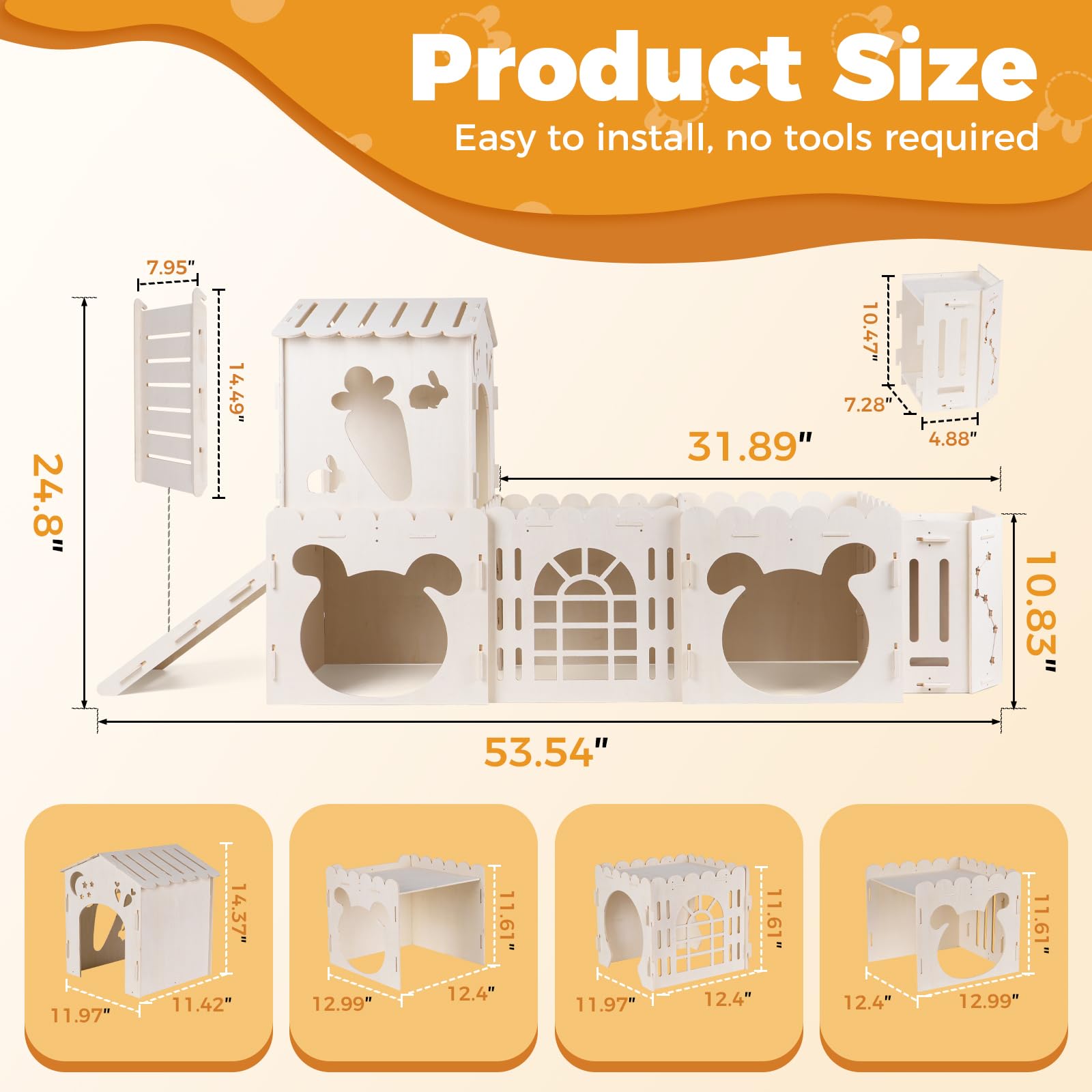 Slide feature in the bunny house for light activity and fun