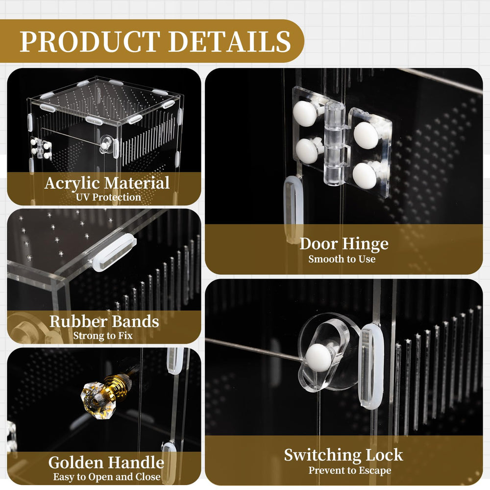 Compact 9.8 by 5.9 by 5.9 inch enclosure fits small habitats neatly.
