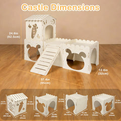 Orekemo Large Rabbit House with sturdy wood edges keeps rabbits safe.