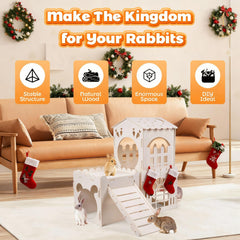 Orekemo rabbit cage with three rooms encourages exploration and interactive play.