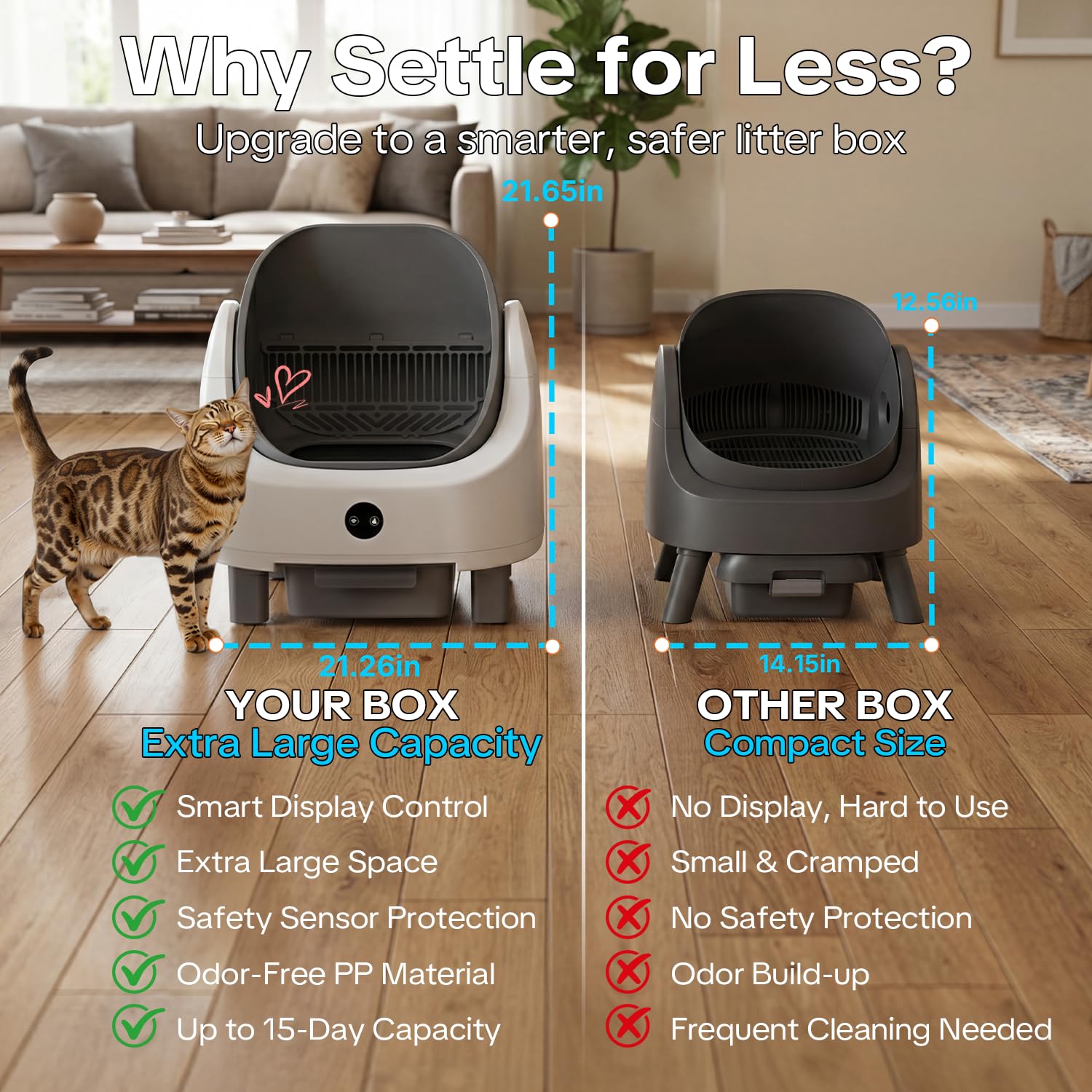 ORELEY automatic cat litter box 9L trash bin gray supports extended use.