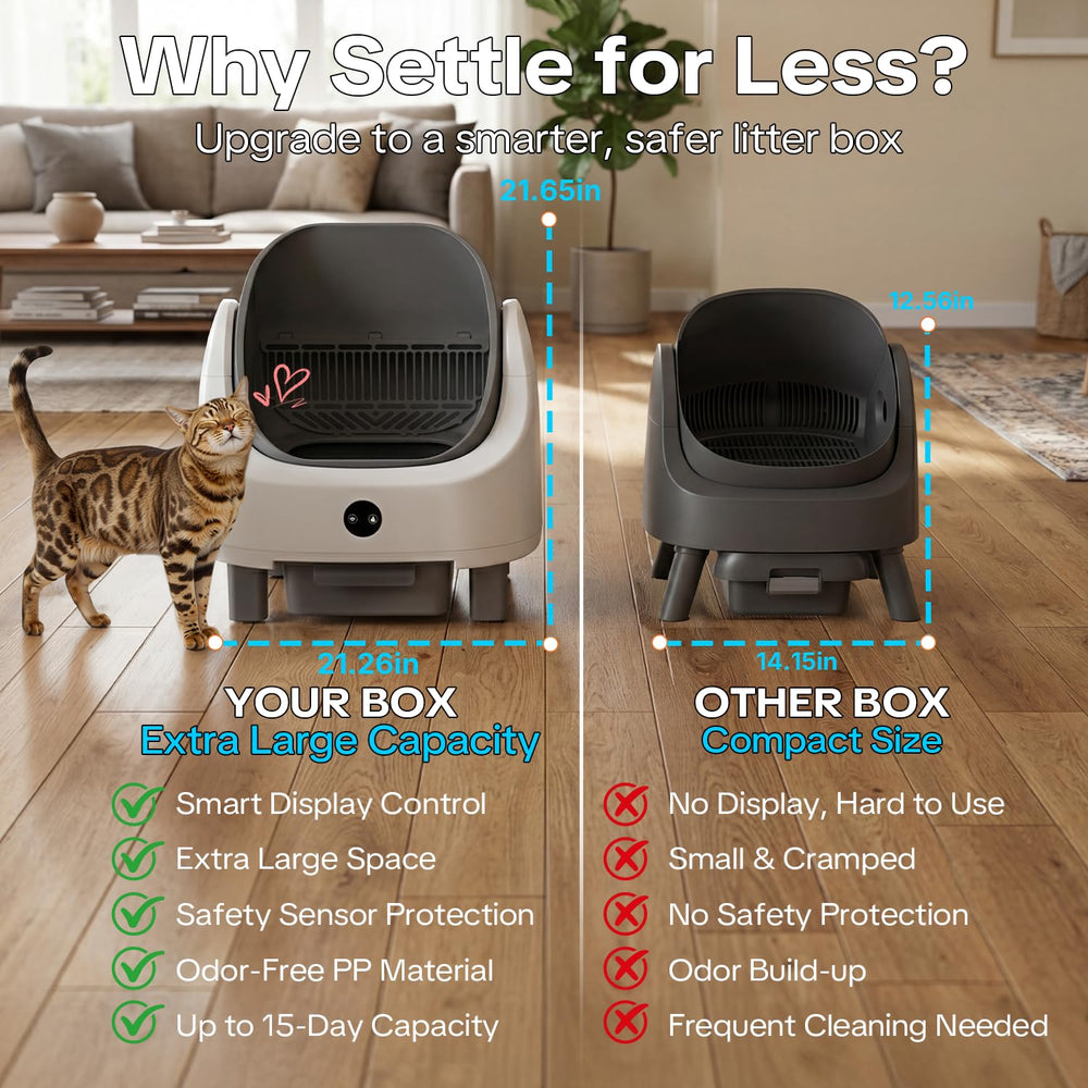 ORELEY automatic cat litter box 9L trash bin gray supports extended use.