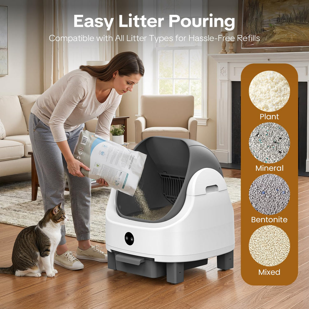 ORELEY refill opening gray provides fast, tidy litter addition.