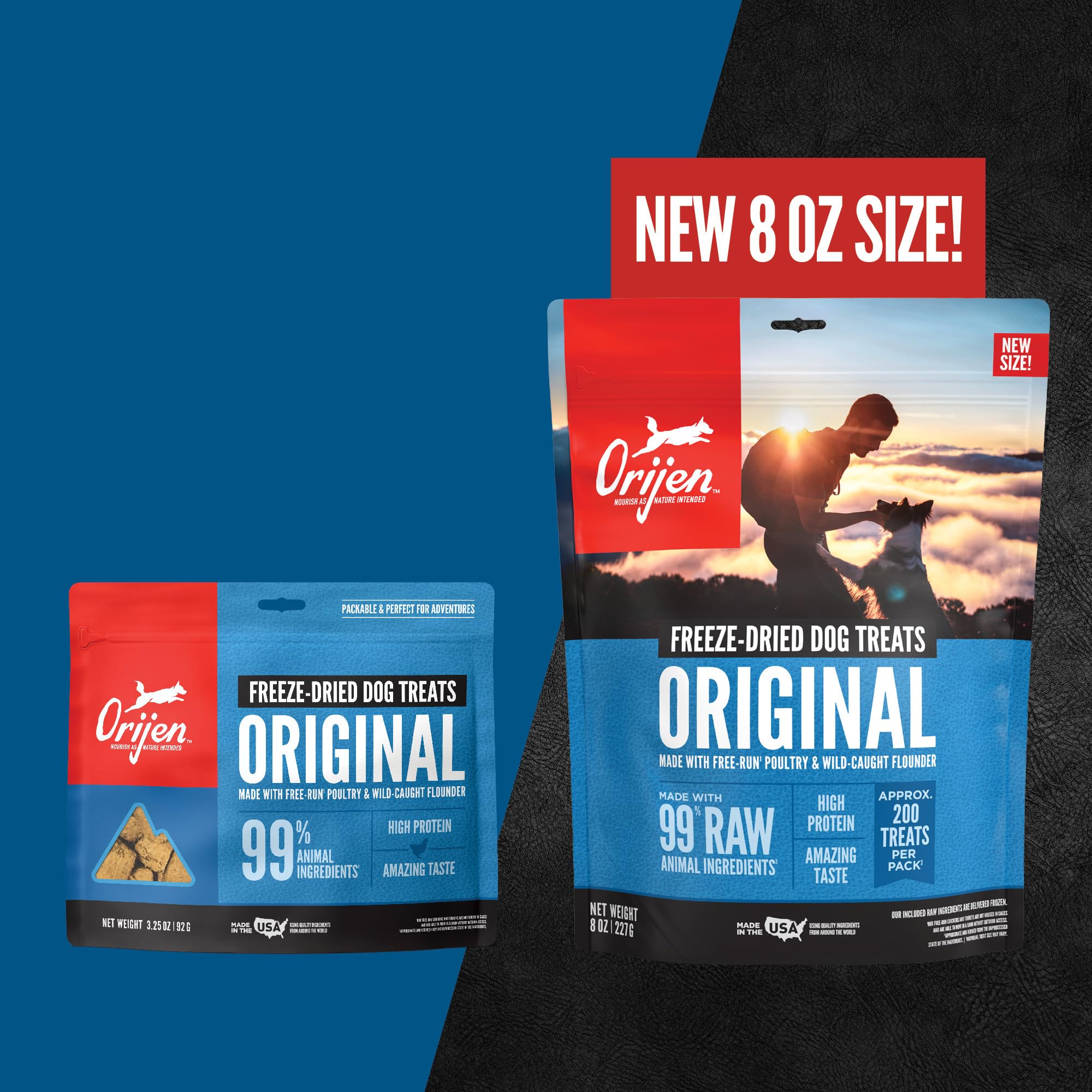 ORIJEN Adventure-ready snack image shows compact pack for on-the-go.