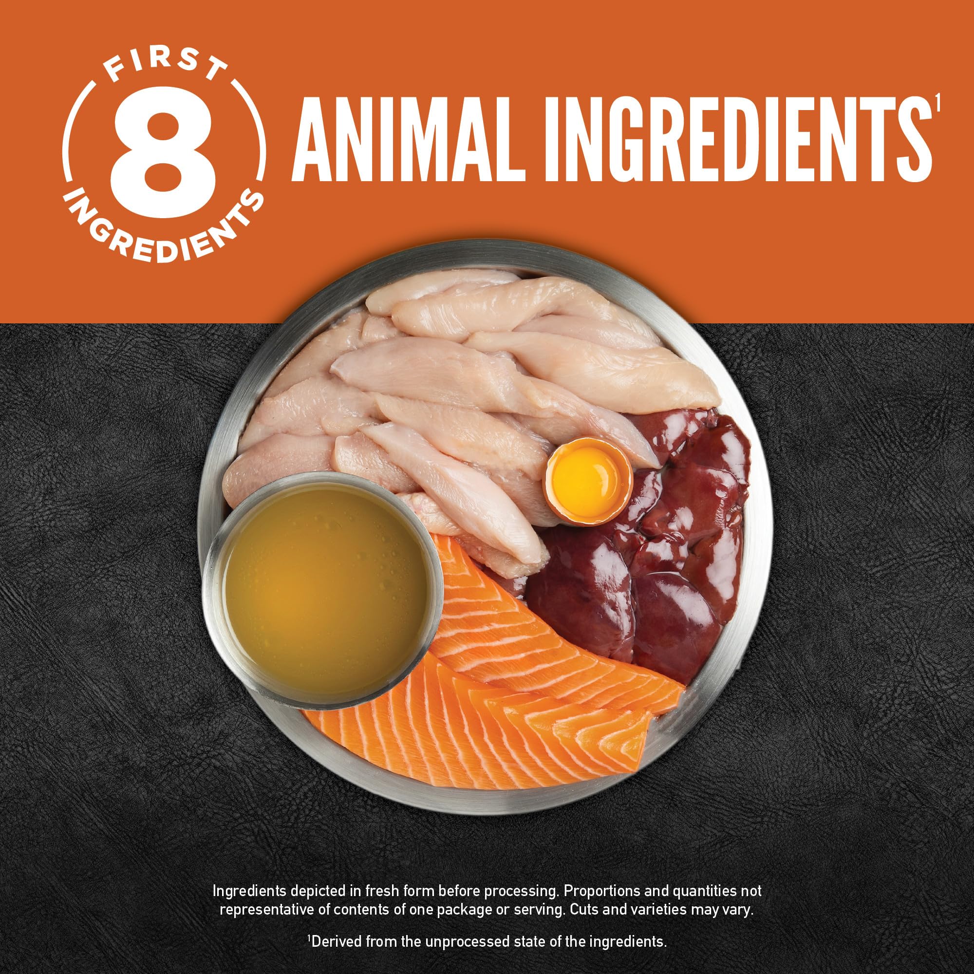 ORIJEN Chunks & Shreds bone broth pour illustrates hydration support.
