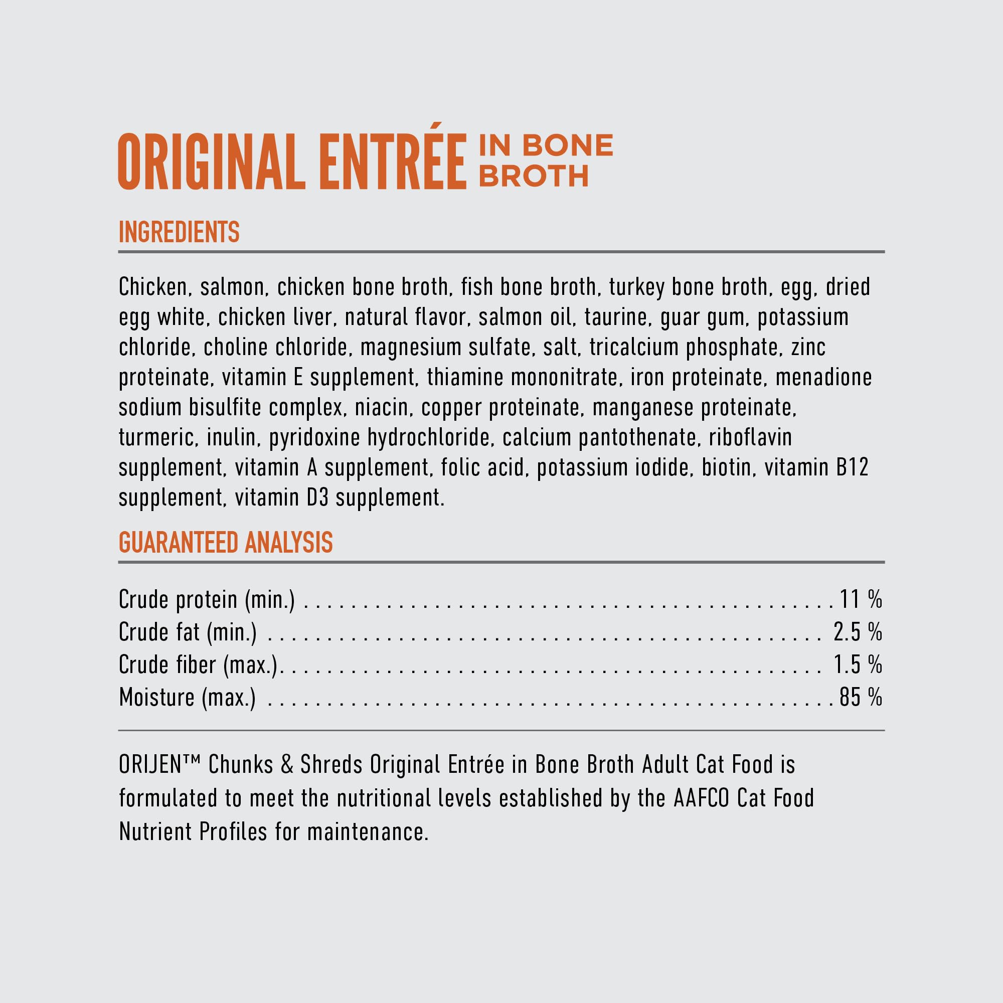 ORIJEN Chunks & Shreds omega-6-3 glow highlights coat-friendly fats.