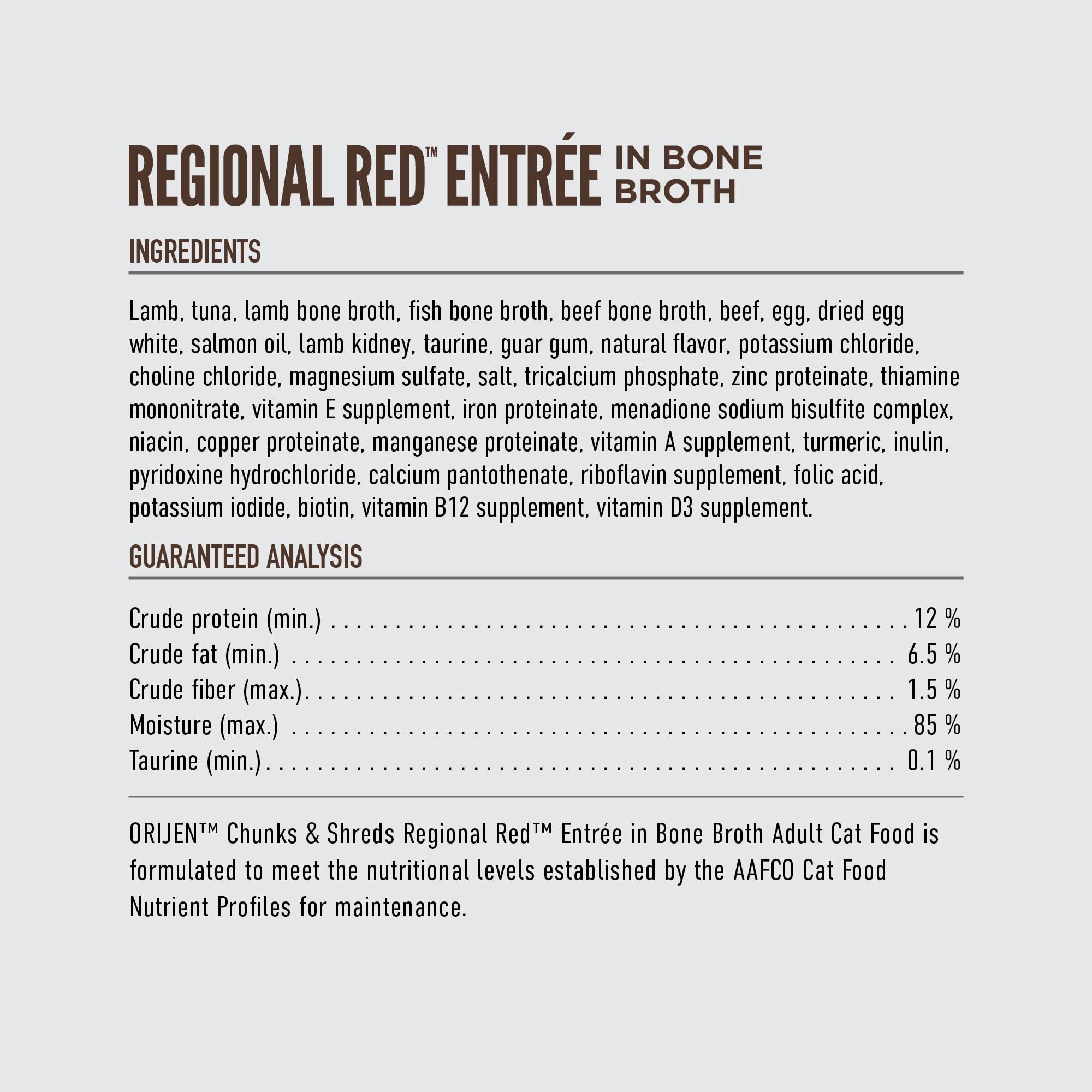 Solid chunks and shredded pieces provide textural variety in ORIJEN Red Entree.