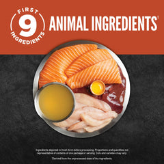 Grain-free label communicates ORIJEN's high animal-protein formula