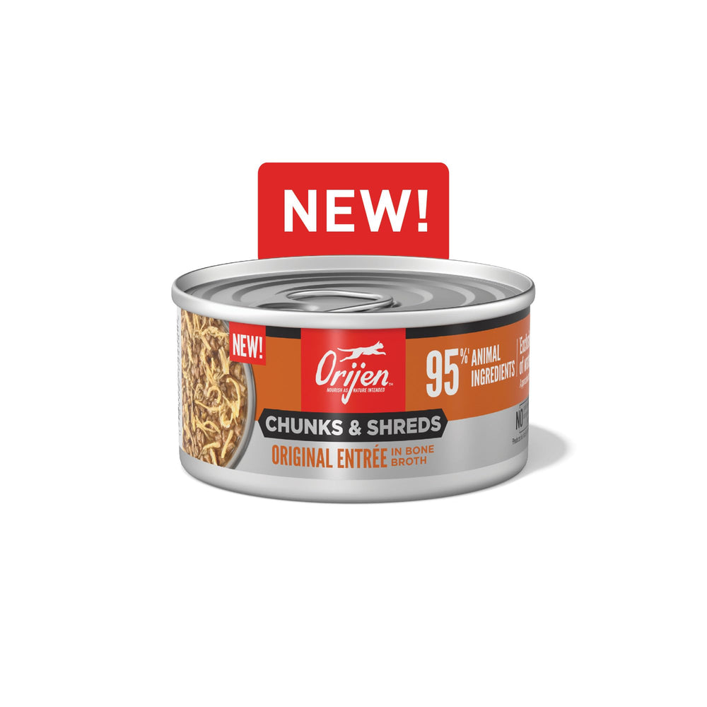 ORIJEN Chunks & Shreds serving idea bowl ready for mealtime.