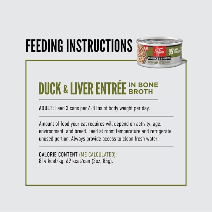 ORIJEN Entree variety pack label close-up indicating protein-rich options