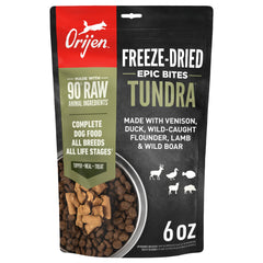 ORIJEN Epic Bites Tundra bag front, premium freeze-dried nourishment for dogs