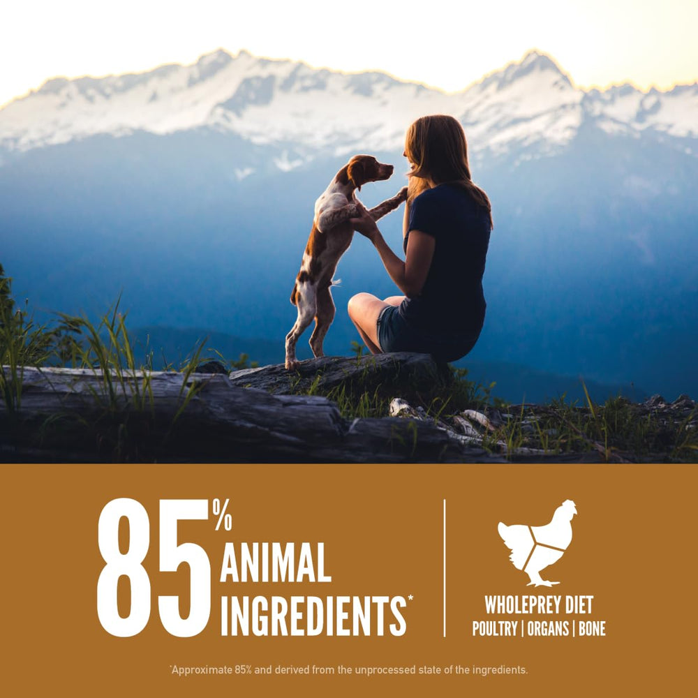 ORIJEN first five ingredients: chicken, turkey, liver, salmon, herring provide essential nutrients