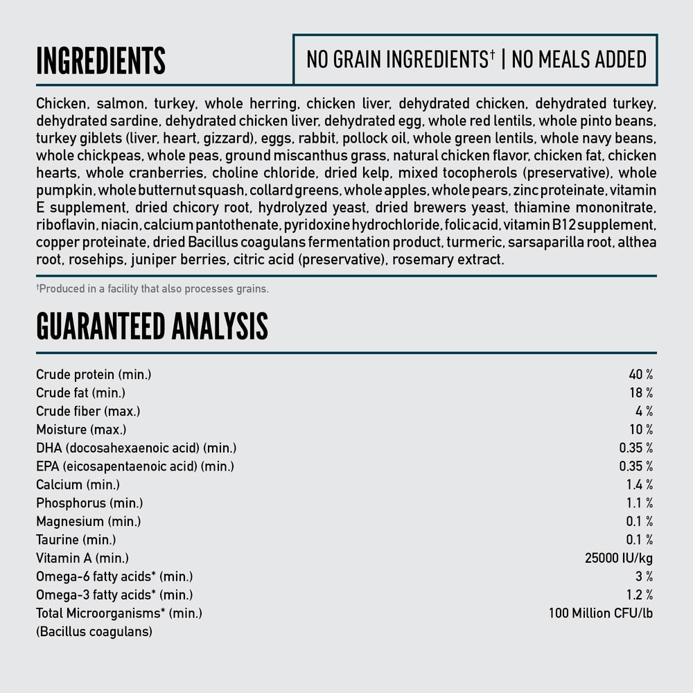 Orijen Guardian kibble with freeze-dried liver coating for flavor appeal.