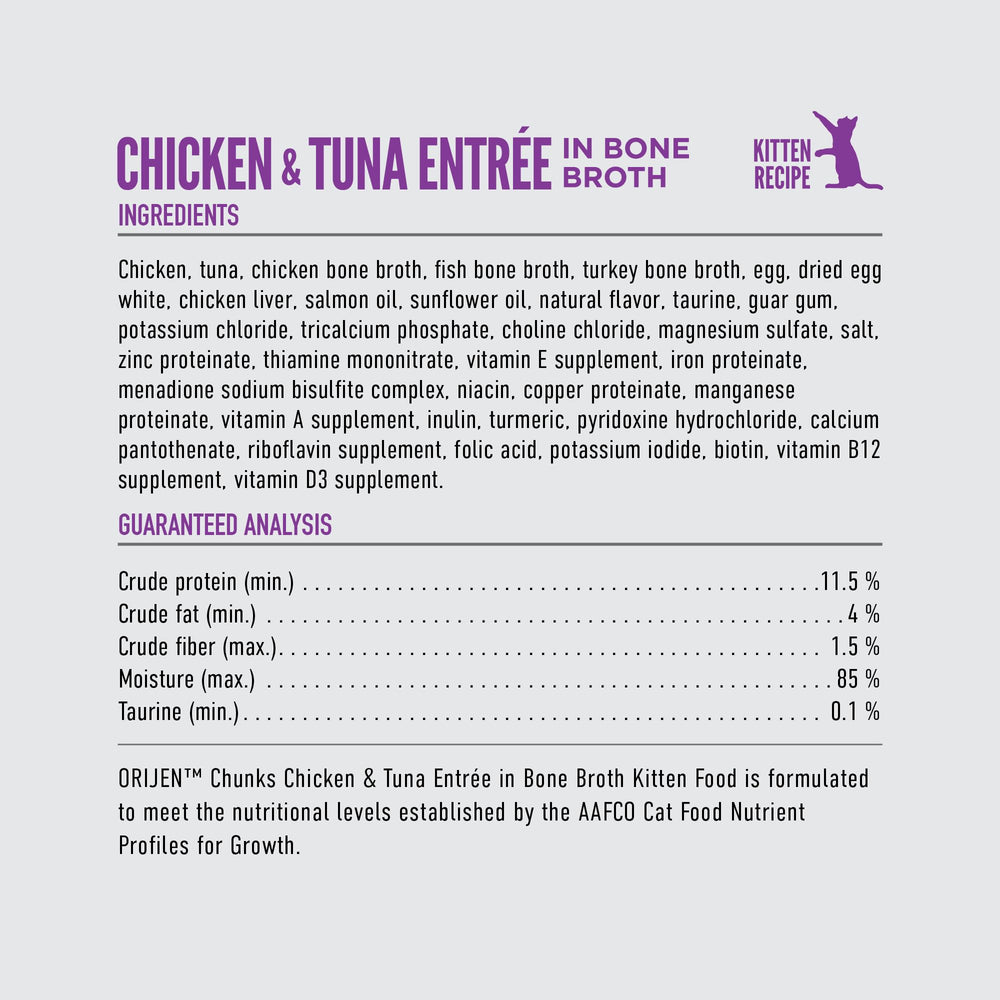 ORIJEN kitten pate moisture rich formula helps hydration during meals.