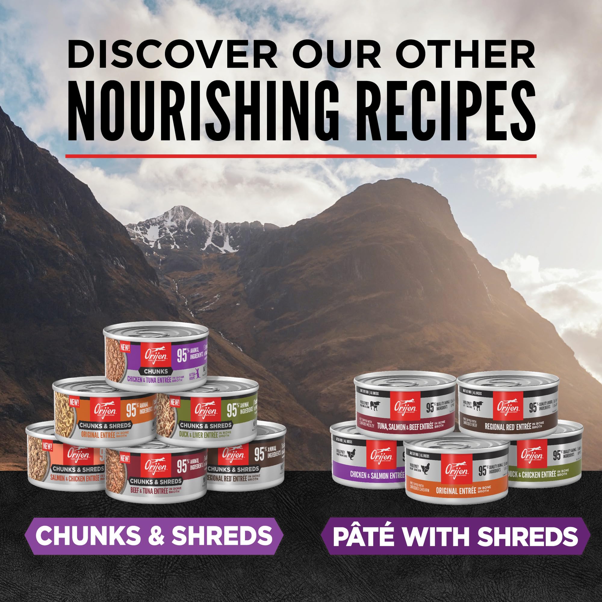 ORIJEN no-grain-potato-pea grain-free recipe without common fillers for kittens.