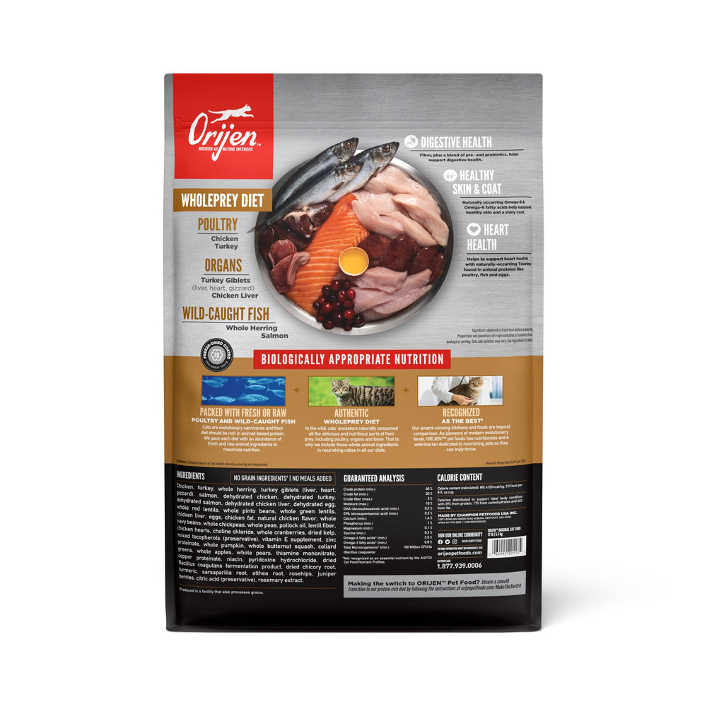 ORIJEN Original kibble closeup, whole prey-inspired ingredients for nourishing protein