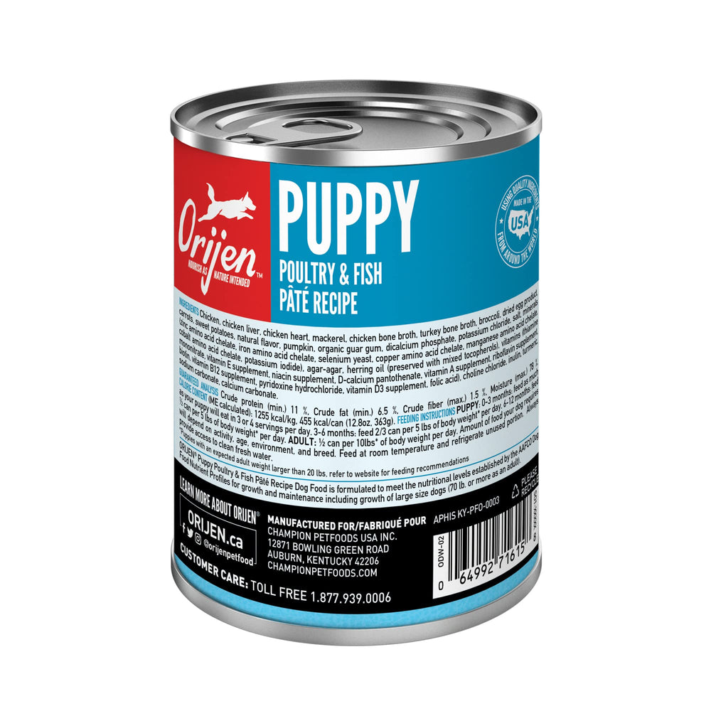 Silky texture of ORIJEN Puppy Pate promises easy scooping for puppies