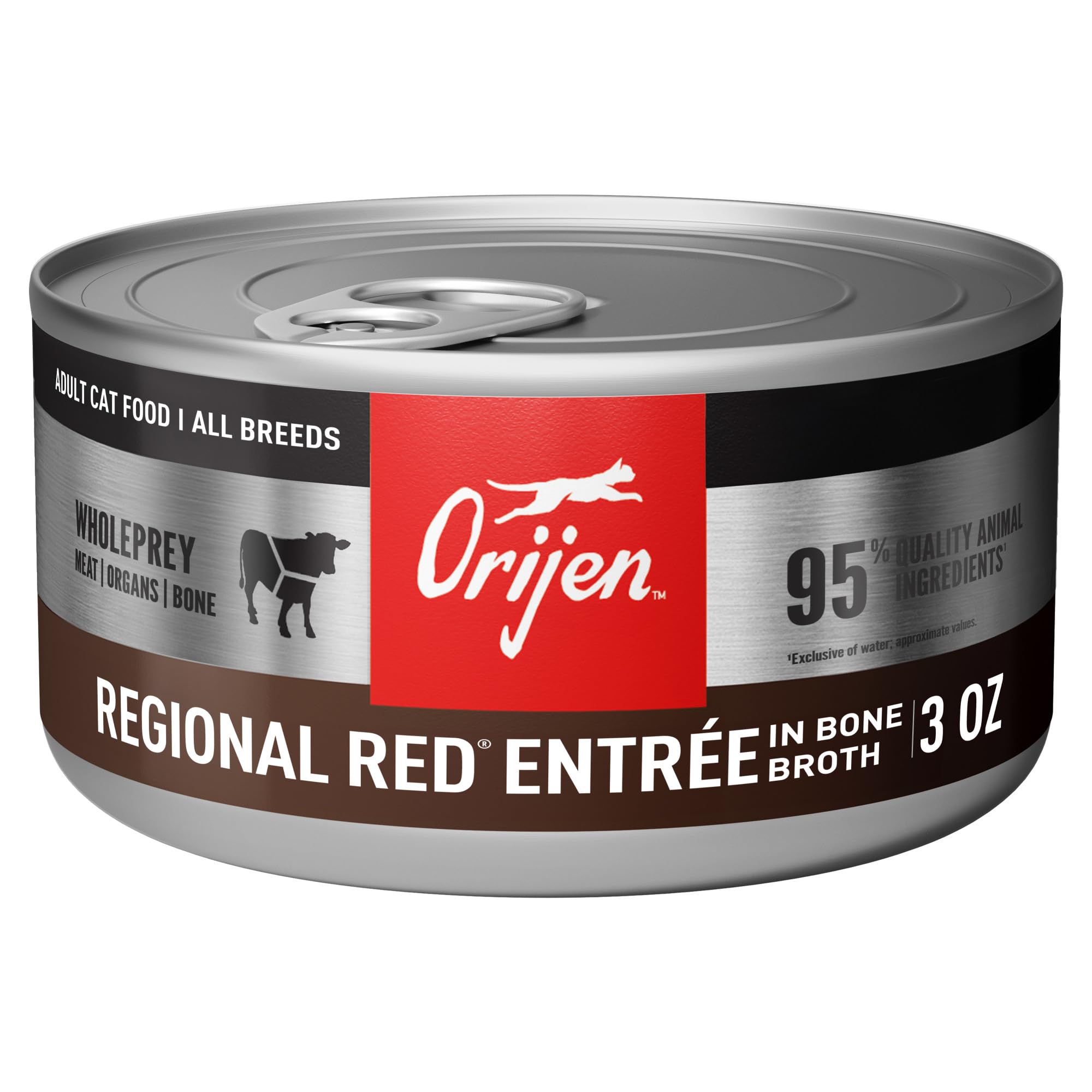 ORIJEN Regional Red Entrée bone broth can close-up highlights hydration