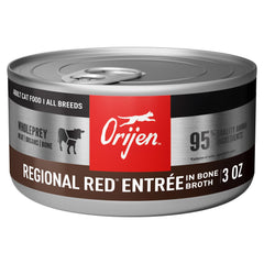 ORIJEN Regional Red Entrée bone broth can close-up highlights hydration