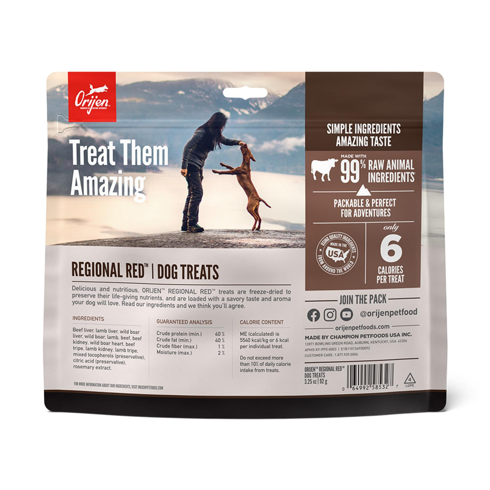 Close-up of freeze-dried beef treats from ORIJEN Regional Red for rewards