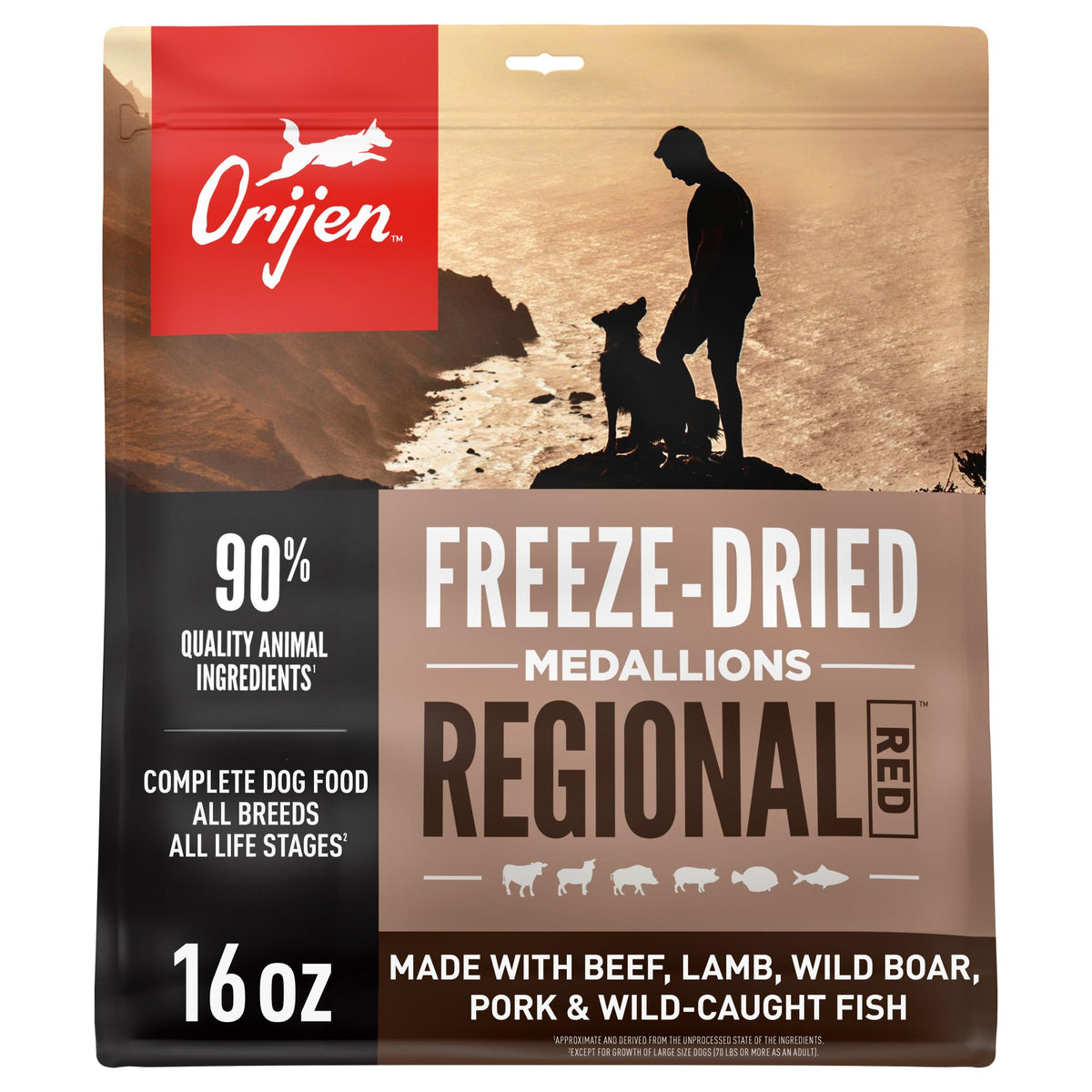 ORIJEN Regional Red freeze dried medallions bag for high protein meals