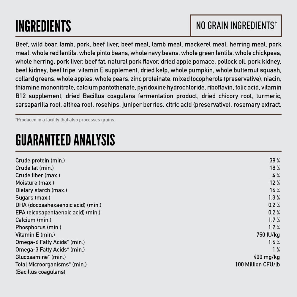 Fresh and raw ingredients delivery for ORIJEN Regional Red shown in image