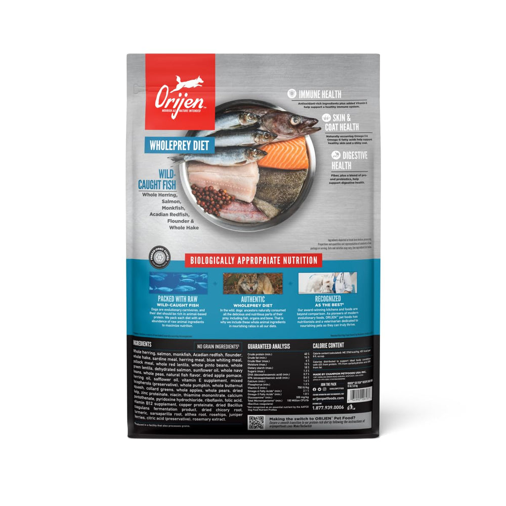 ORIJEN Six Fish ingredients showcase six fish varieties delivering protein and minerals.