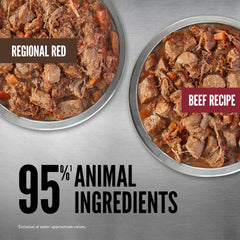 ORIJEN Real Meat Shreds Beef can featuring eggs in the recipe for varied protein.