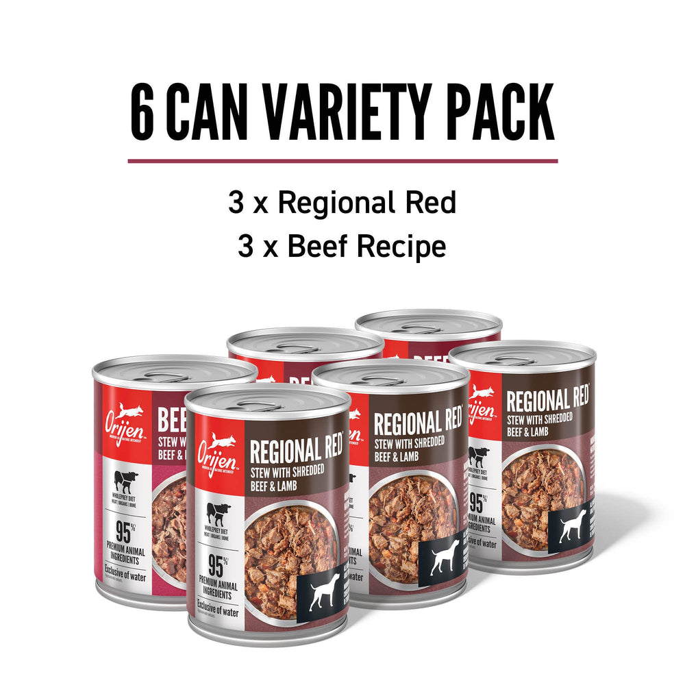 ORIJEN Stew with Shreds variety-pack packaging highlights value and choice.
