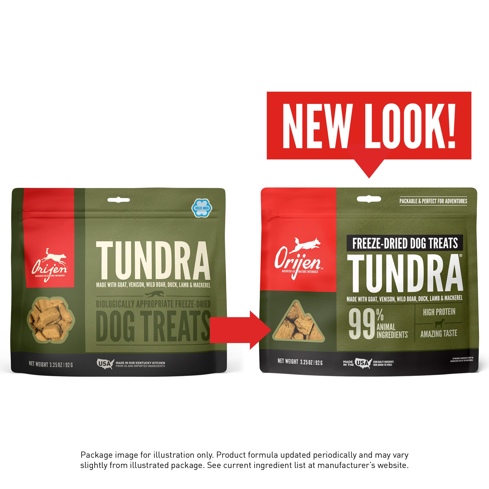 ORIJEN Tundra packaging detail highlights USA-made production and global ingredients